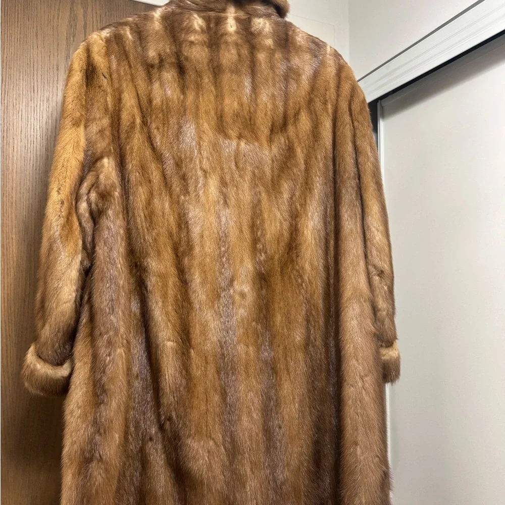 Custom made Mink Fur coat ladies Size 12-14 Jacket with Plush Fur Collar - Picture 3 of 16